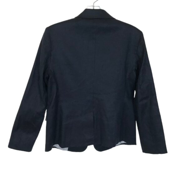 NWT LL Bean Womens Size 6 Indigo Dark Blue Stretch Linen Blend Blazer Jacket NEW - Picture 4 of 4